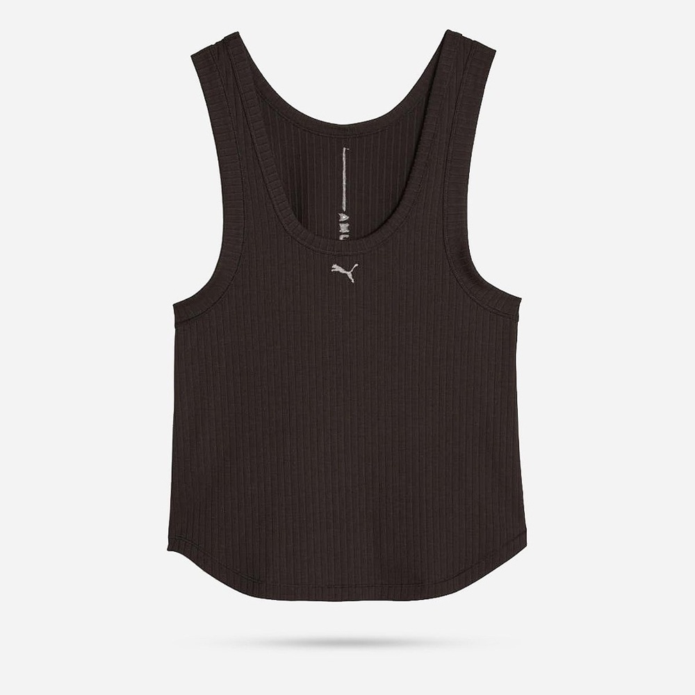 PUMA Tank Embroidered Women's Black Stretchy Ribbed Tank Top MSRP $58